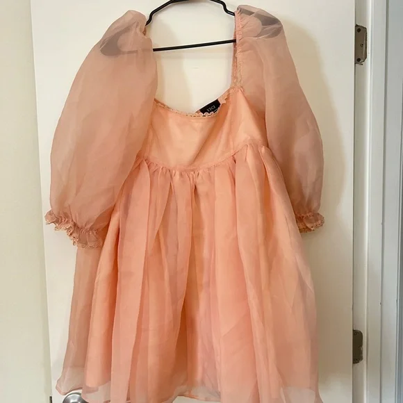 Pink Puff Sleeve Dress - Picture 6 of 7